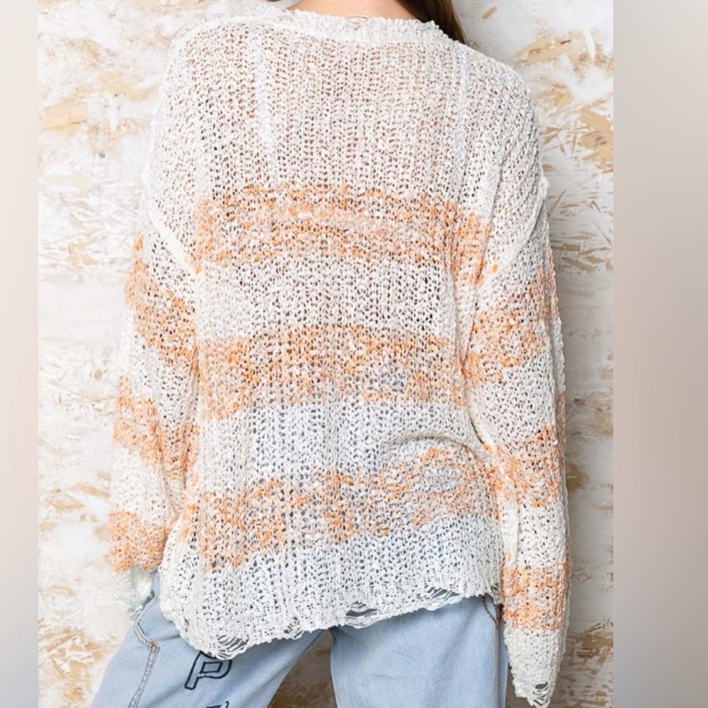 POL Crochet peach and white Oversized Comfy Sweater NWT size Medium - Picture 3 of 15